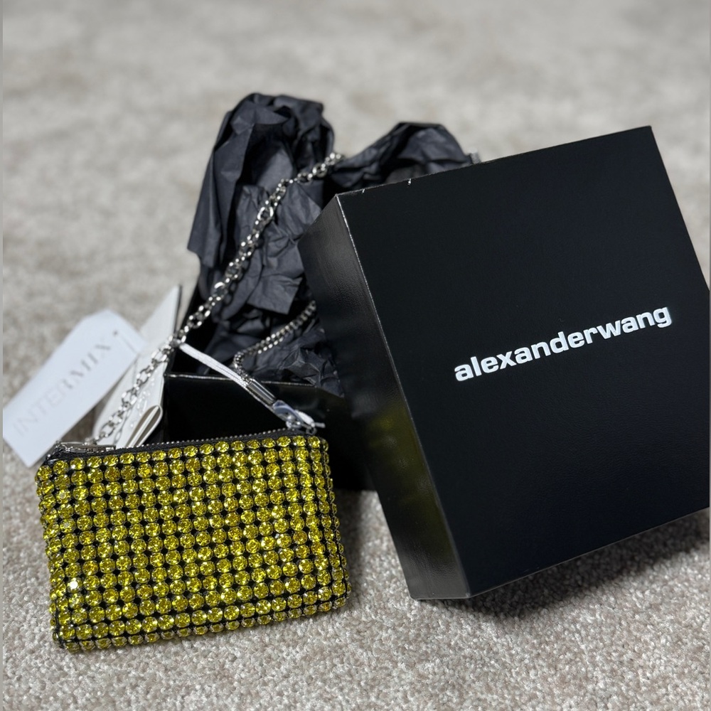 Alexander Wang Nano Rhinestone Crystal Embellished Shoulder Bag NWT in Yellow - Picture 4 of 17